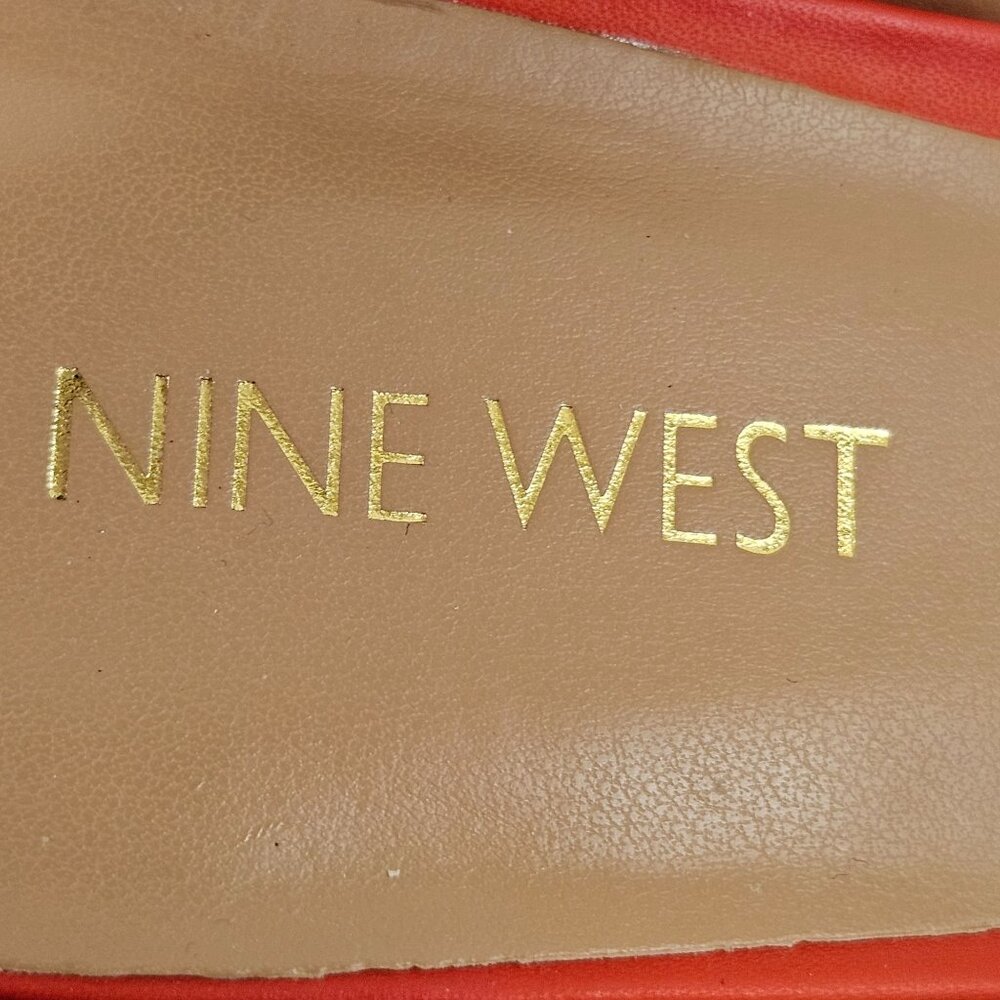 Nine West Sandals Womens Size 8.5M Coral Peep Toe Wedge Ankle Strap Faux Leather - Picture 2 of 9